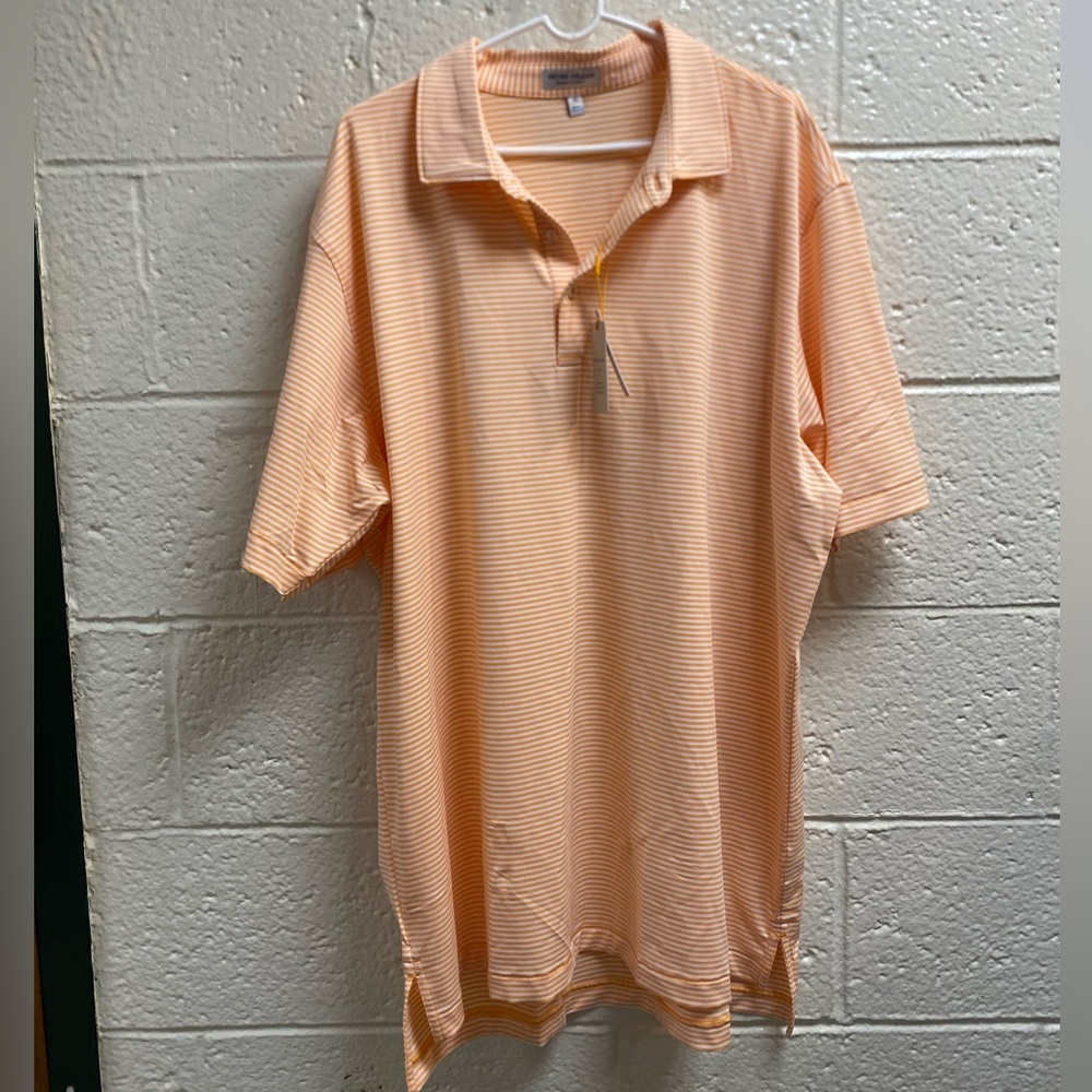 Peter Millar Peach & White Thin-Striped Polo Shirt